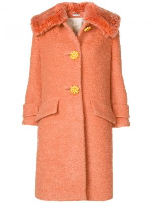 Пальто с большим воротником Miu. Цвет: жёлтый и оранжевый