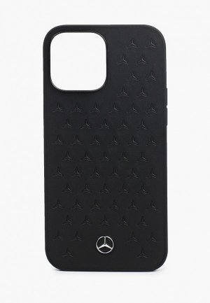 Чехол для iPhone Mercedes-Benz 13 Pro Max Genuine leather Stars Hard Black. Цвет: черный