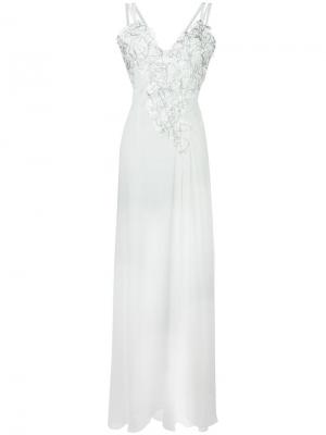 Вечернее платье с кружевом Versace Collection. Цвет: белый