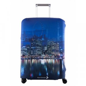 Чехол для чемодана , 80 л, размер M/L, синий, мультиколор ROUTEMARK. Цвет: синий/микс