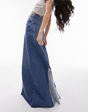 Голубая джинсовая юбка-макси Reworked Topshop