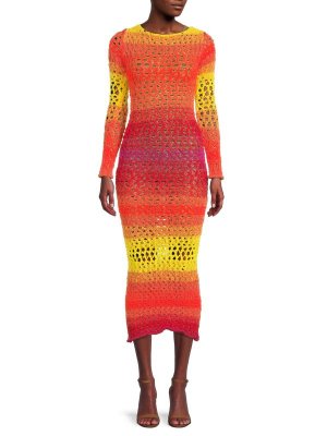 Трикотажное платье-миди с градиентом, мультиколор AGR