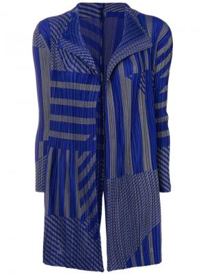 Плиссированное пальто с принтом Issey Miyake Vintage. Цвет: синий