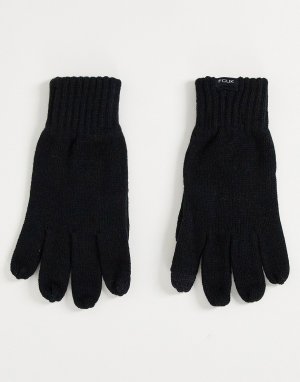 Черные перчатки в рубчик FCUK-Черный цвет French Connection