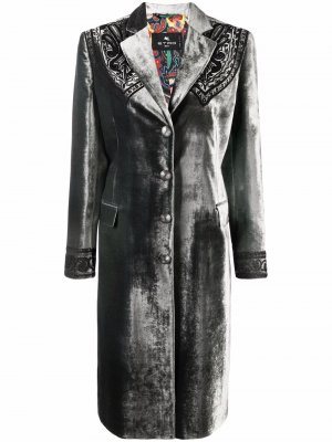 Пальто с вышивкой пейсли ETRO. Цвет: серый
