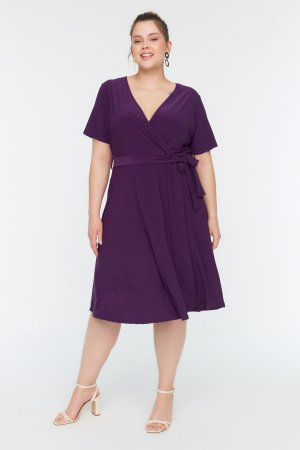 Платье больших размеров – фиолетовое фигуристка , фиолетовый Trendyol