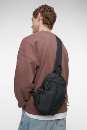 Рюкзак текстильный с широким ремнем через плечо befree. Цвет: черный