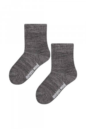 Теплые термовязаные носки в рубчик из шерсти мериноса на зиму , серый Steven