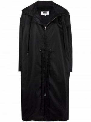 Пальто с капюшоном и кулиской MM6 Maison Margiela. Цвет: черный