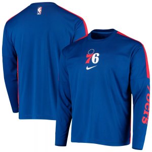 Мужская рубашка для стрельбы с длинным рукавом Royal Philadelphia 76ers Nike