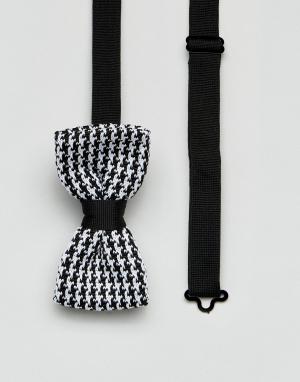 Трикотажный галстук-бабочка в ломаную клетку 7X. Цвет: черный
