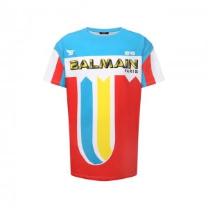 Хлопковая футболка Balmain. Цвет: разноцветный