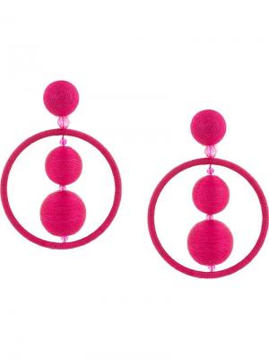 Круглые серьги с бусинами Oscar de la Renta. Цвет: розовый