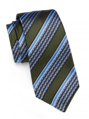 Полосатый шелковый галстук , синий Kiton