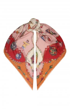 Кашемировый платок Новогодний Gourji. Цвет: розовый