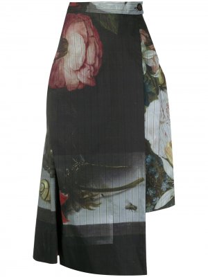 Юбка миди с цветочным принтом Vivienne Westwood Anglomania. Цвет: черный
