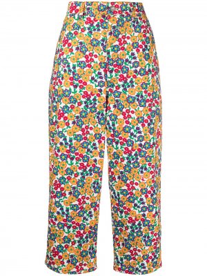 Укороченные брюки с цветочным принтом Marni. Цвет: белый