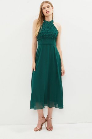 Платье миди с бретелькой на шее и цветочным принтом 3d, зеленый Coast