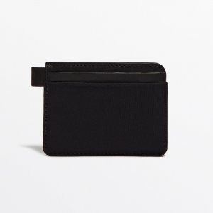 Визитница Contrast Nylon With Leather Details - Studio, черный Massimo Dutti
