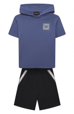 Комплект из футболки и шорт Emporio Armani. Цвет: синий