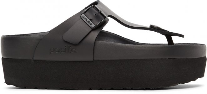 Black Papillio Birko-Flor Gizeh Platform Sandals Birkenstock. Цвет: black