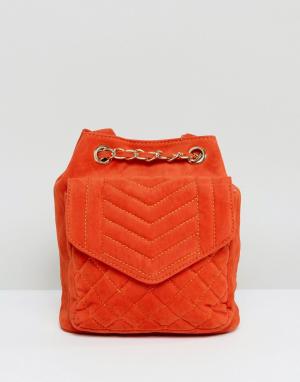 Оранжевый бархатный стеганый рюкзак Glamorous. Цвет: оранжевый
