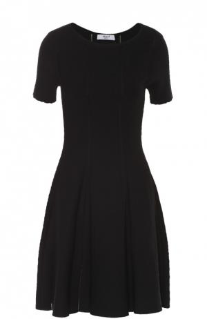 Приталенное платье с перфорацией и коротким рукавом Blugirl. Цвет: черный