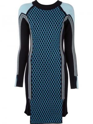 Трикотажное платье в спортивном стиле Versace. Цвет: синий