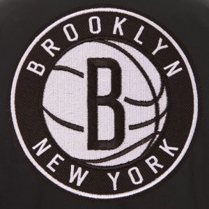 Женская черная куртка больших размеров на кнопках из поли-твила JH Design Brooklyn Nets Unbranded