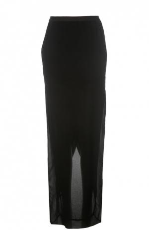 Шелковая полупрозрачная юбка-макси Rick Owens. Цвет: черный