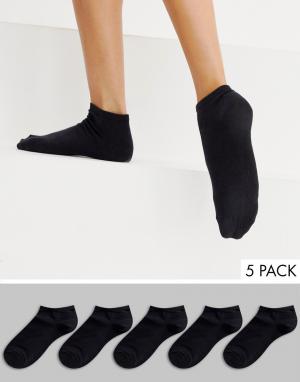 Набор из 5 пар спортивных черных носков New Look. Цвет: черный
