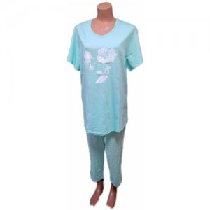 Пижама , бриджи, футболка, короткий рукав, трикотажная, пояс на резинке, размер 54, зеленый Свiтанак. Цвет: зеленый