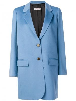 Однобортное пальто длины миди Alberto Biani. Цвет: синий