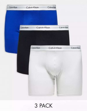 Три комплекта боксёрских трусов Plus чёрного, синего и серого цветов Calvin Klein