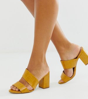 Желтые туфли на каблуке для широкой стопы New Look-Желтый Look Wide Fit