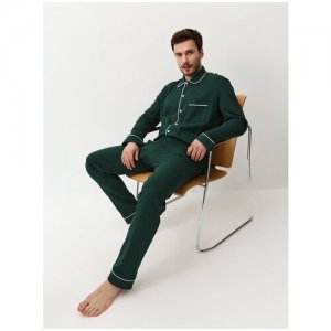 Пижама , брюки, трикотажная, размер L(176-182), зеленый Ihomewear. Цвет: зеленый