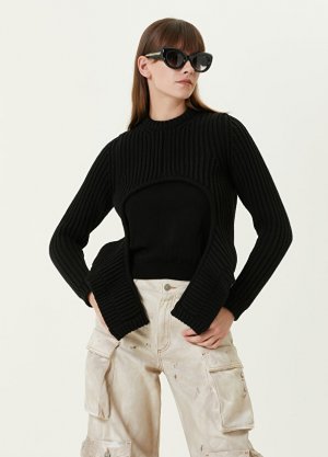 Черный кашемировый свитер с воротником стойкой Off-White. Цвет: черный