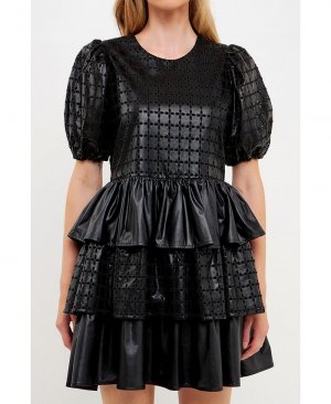 Женское мини-платье из искусственной кожи , черный English Factory