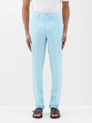 Узкие костюмные брюки из льна , синий 120% Lino