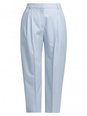 Укороченные брюки из шерстяной фланели со складками , синий Stella McCartney