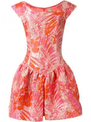 Расклешенное жаккардовое платье Pascal Millet. Цвет: розовый и фиолетовый