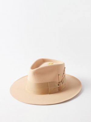 Фетровая шляпа-федора с бантиком из спичек, бежевый Nick Fouquet