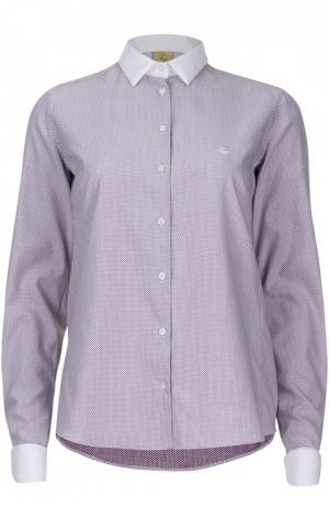 Приталенная рубашка с контрастными воротником и манжетами Fay. Цвет: фиолетовый