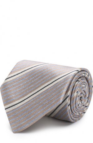 Шелковый галстук в полоску Brioni. Цвет: бежевый