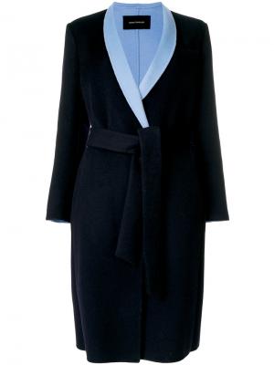 Пальто с контрастными лацканами Cédric Charlier. Цвет: синий