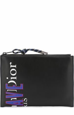 Кожаный футляр для документов Dior. Цвет: черный