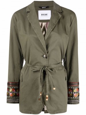 Куртка с поясом и абстрактным принтом Bazar Deluxe. Цвет: зеленый