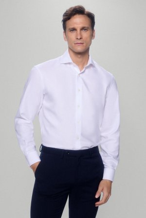 Запонки для классической рубашки, гладкая структура, не гладкая, устойчивая к пятнам, белый Pedro Del Hierro