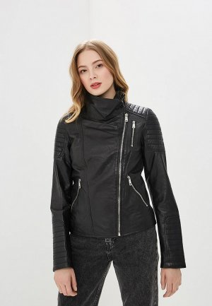 Куртка кожаная La Reine Blanche. Цвет: черный