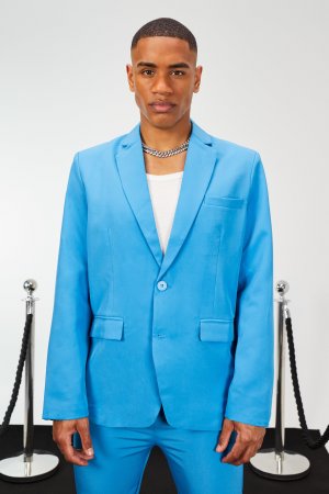 Однобортный костюмный пиджак оверсайз , синий Boohoo